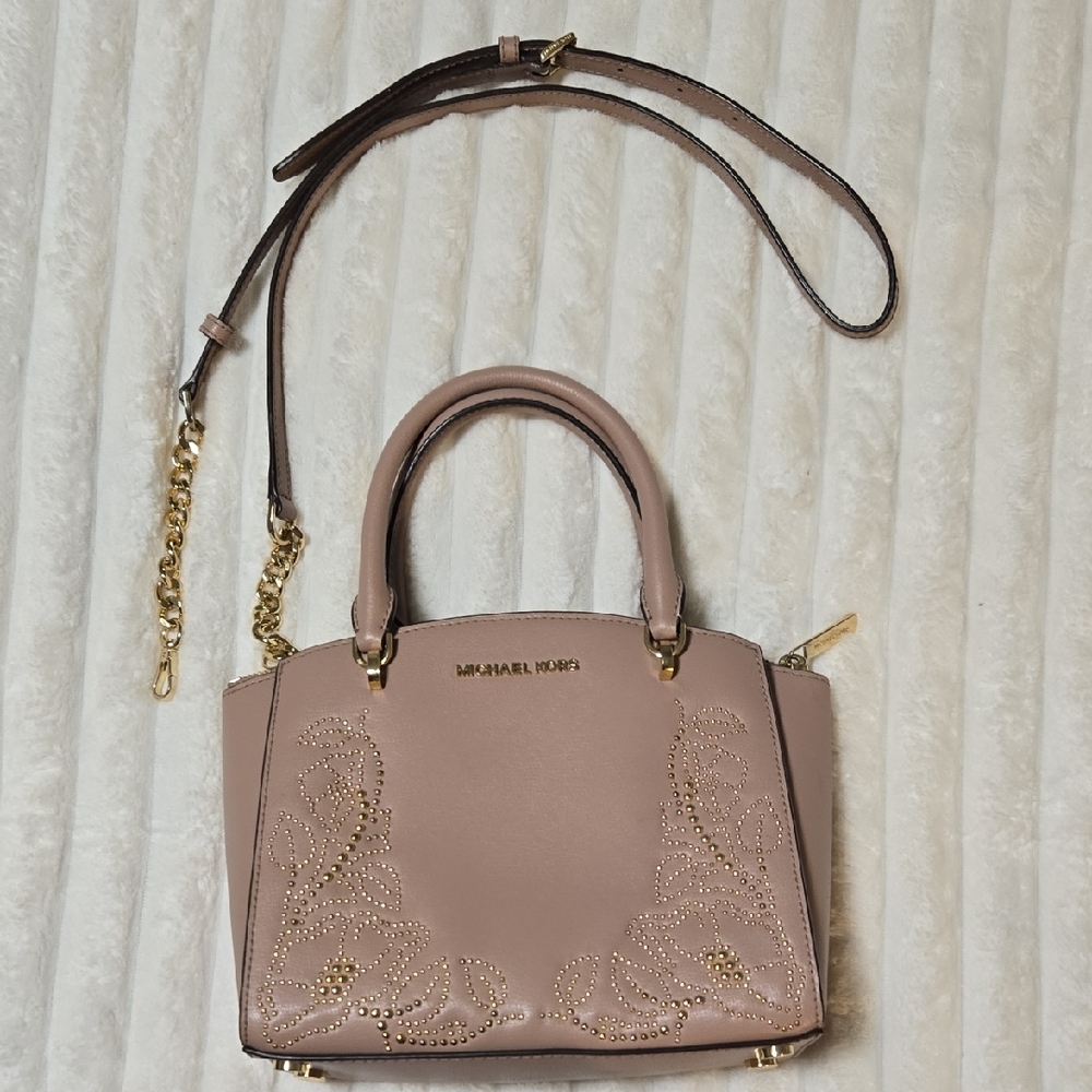 Michael Kors Blush Satchel with Gold Accents with Long Strap